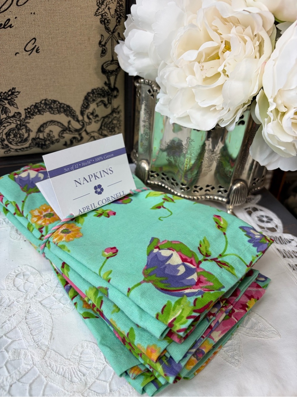 April Cornell floral cloth dinner napkins set of 12 Pennys Patio